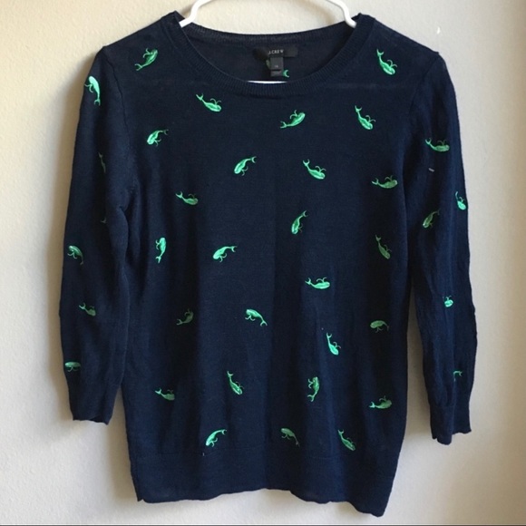 J.Crew | Linen Tippi Whale Sweater in Navy - Picture 4 of 7